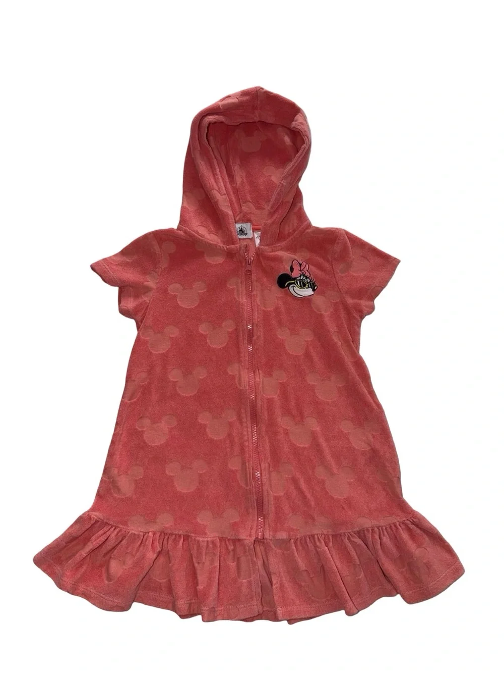 Disney Parks Minnie Mouse Embossed French Terry Hooded Swim Cover Up Towel Dress